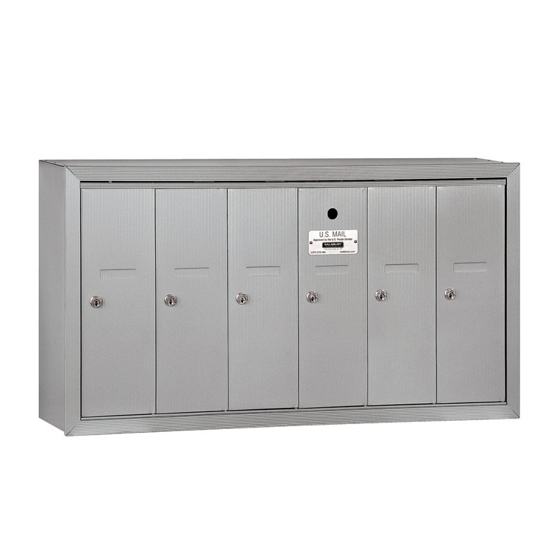 6 Door Front Load Vertical Multi-Unit Mailbox, Aluminum