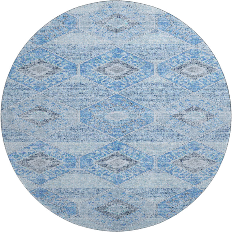 Premium Machine Washable Xamiera AMF1857 Aztec Rug, Round 8'