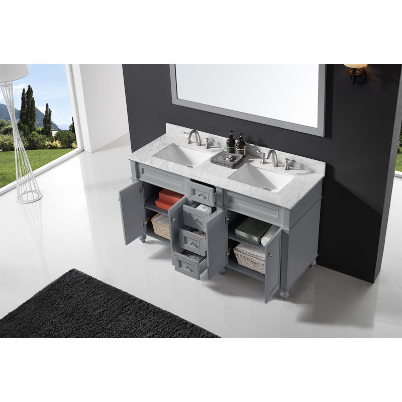 Ensemble de meuble-lavabo double 60 po Pearcy, Gris taupe