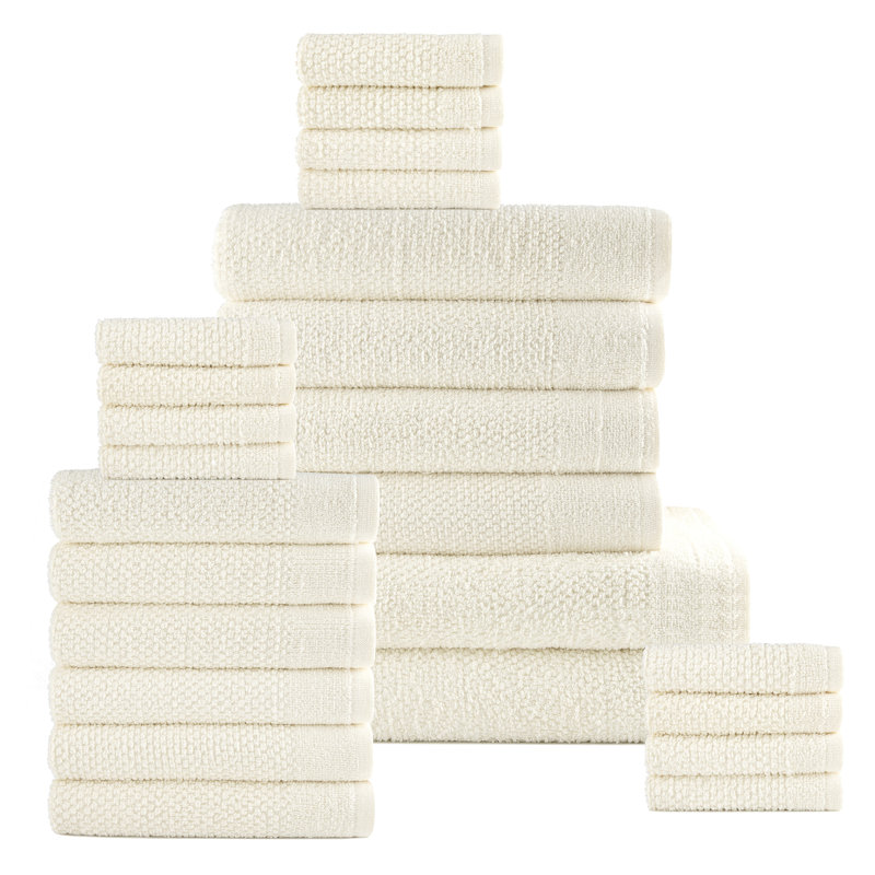 Ensemble de serviettes de bain en coton 24 pièces Dan River, Crème