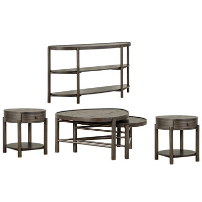 Scottville Shaped Nesting Cocktail Table With 2 End Table And Demilune Sofa Table