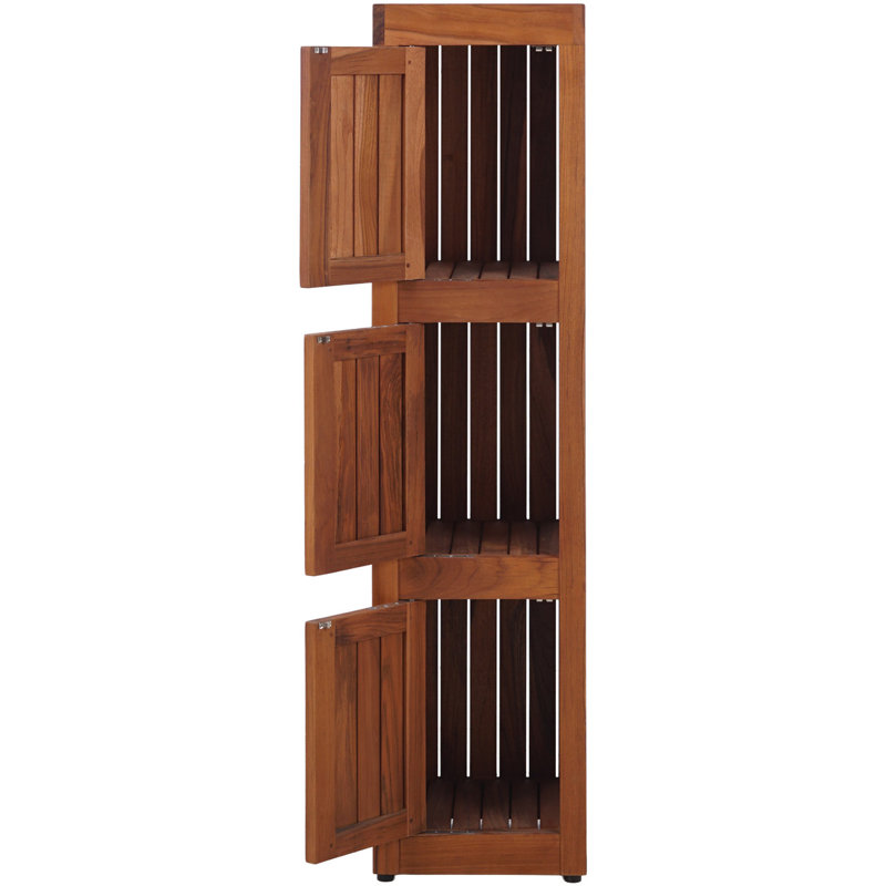Sula Three-Level Teak Tower Floor Cabinet