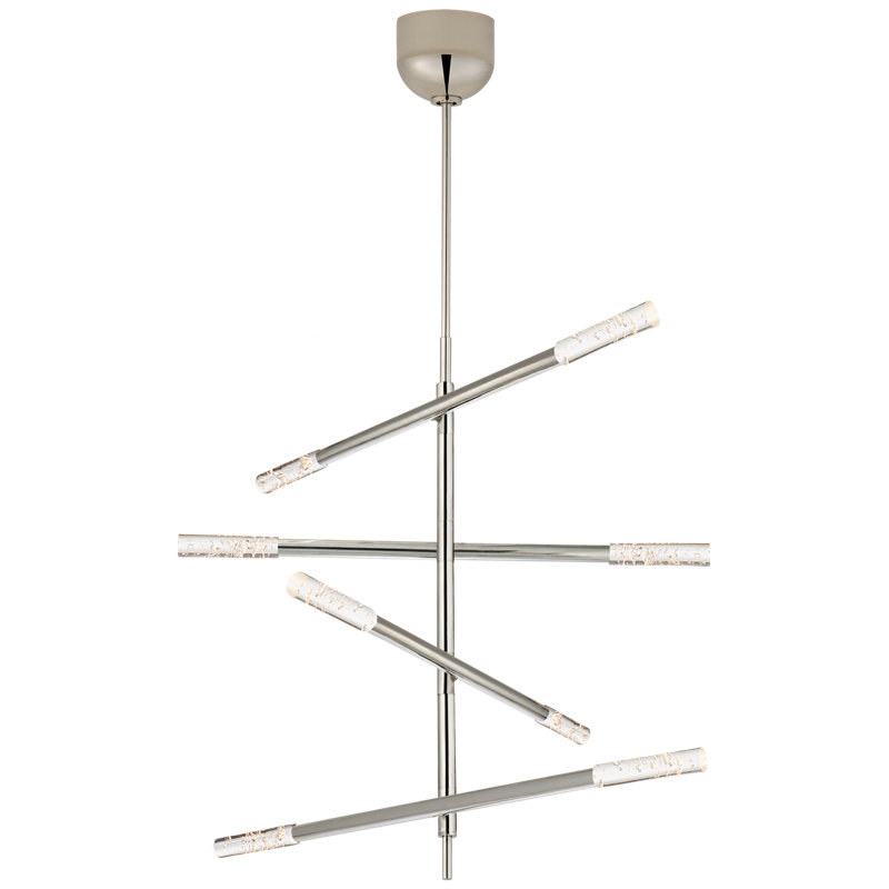 Kelly Wearstler Rousseau Large Articulating Chandelier, 33.5" H x 32" W x 3" D, Seeded Glass, Polished Nickel