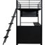 Lit simple mezzanine en métal avec tablette à DEL, bureau et rangement - Structure noire avec tablettes fonctionnelles-747864142