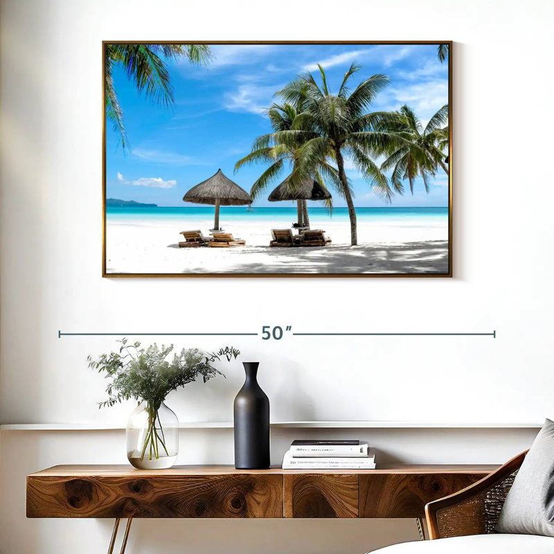 Bord de mer Boracay, Cadre flottant doré, 40 po x 27 po