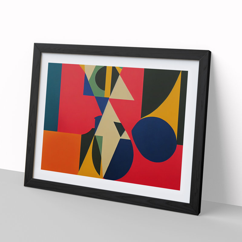 A Bright Modern Abstract Art - Single Picture Frame Painting, 34cm H x 46cm W x 2cm D, Black