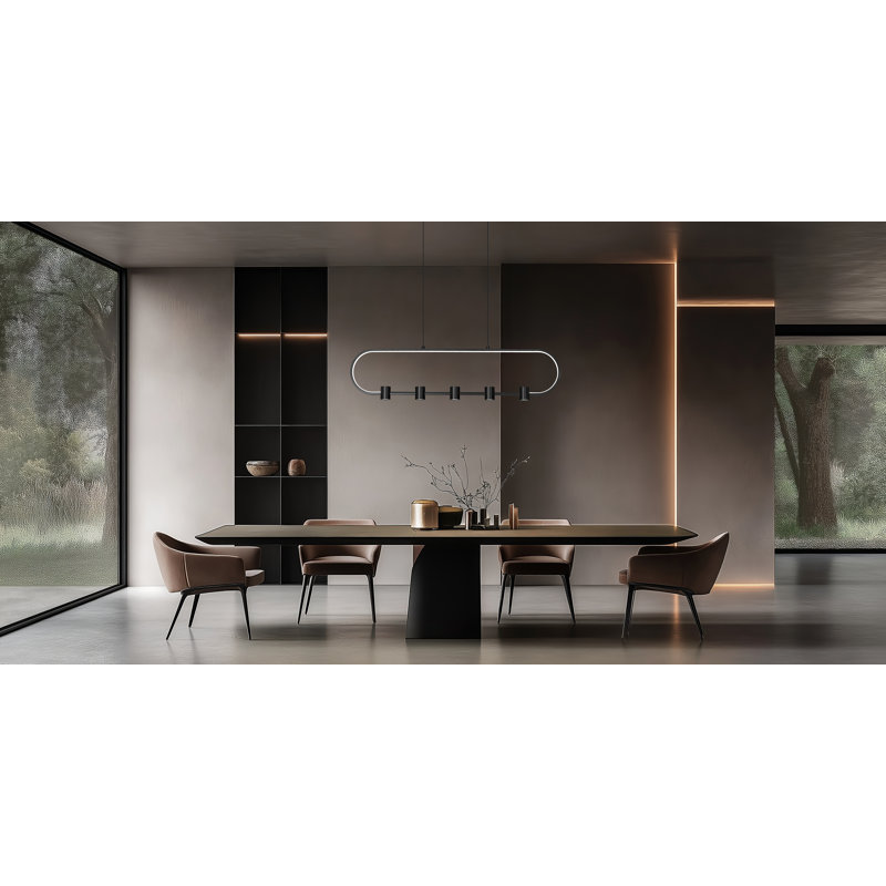 Lustre linéaire noir mat 5 lumières Saros