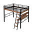 Lit mezzanine double en métal avec bureau et rangement intégrés - noir, conception stable et taille noire