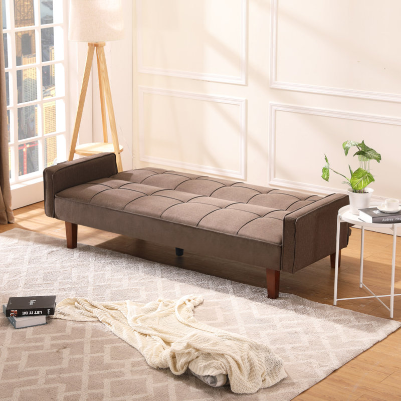 Canapé convertible pour salon Anitta, Lin 100 % brun