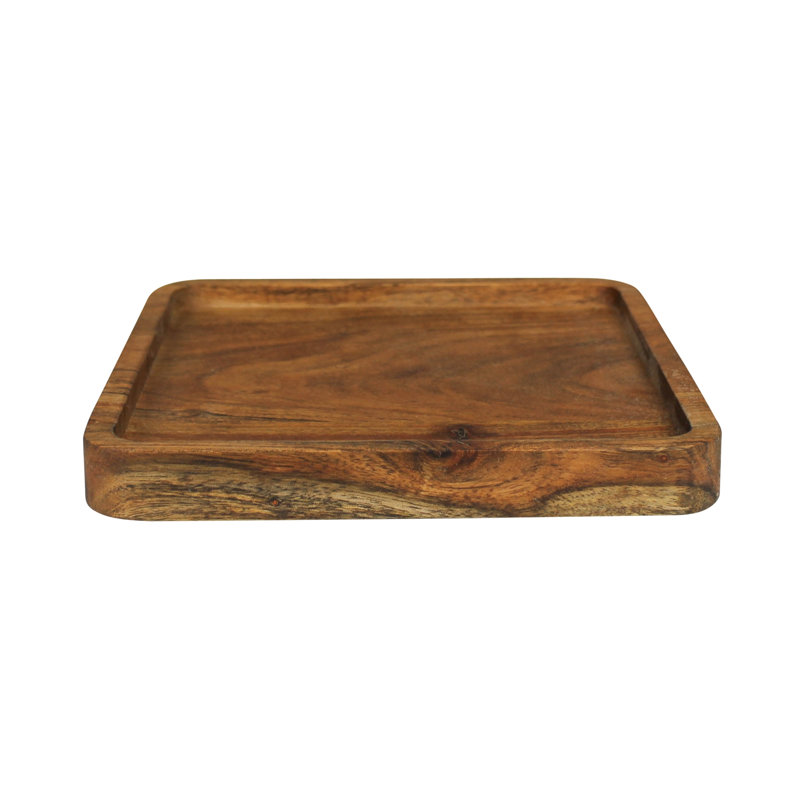 Plateau carré, bois d'acacia - petit, H 1,25 po x l 9 po x P 9 po