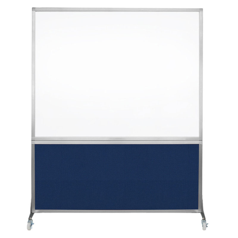 Tableau blanc mobile 6 'de haut DivideWrite, Bleu marine, H 72 po x l 60 po, Argent