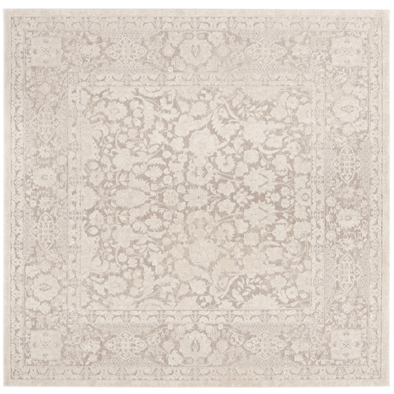 Tapis beige / crème Calidia, Carré 3 pi