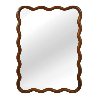 Wavy Rectangle Solid Wood Frame Decorative Mirror,For Bedroom, Bathroom, Living Room, Entryway
