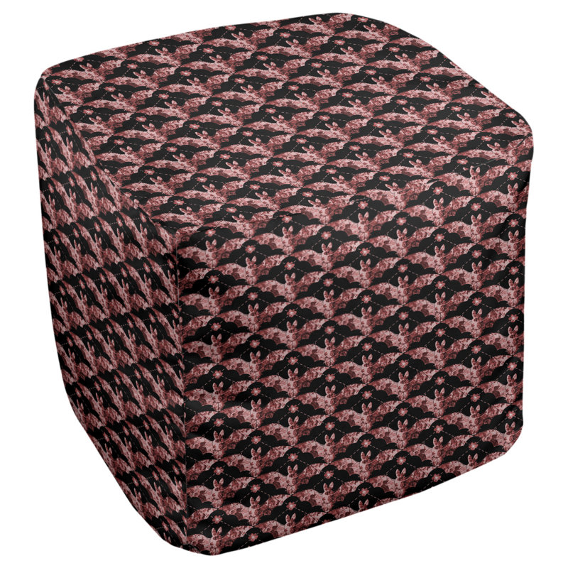 Repose-pieds cube à roussettes Leffel, H 19,5 po x L 117 po x P 20 po, Rouge / noir
