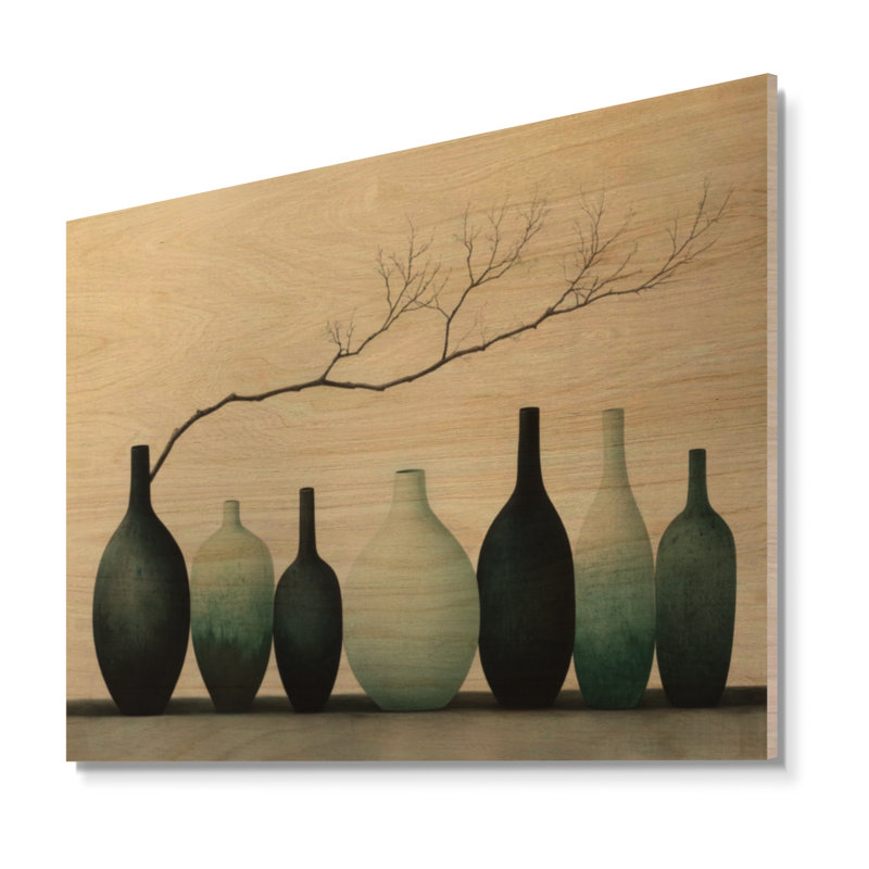 Rangée de navires turquoise - Nature morte - Tableau mural en bois, H 30 po x l 40 po, Rectangulaire