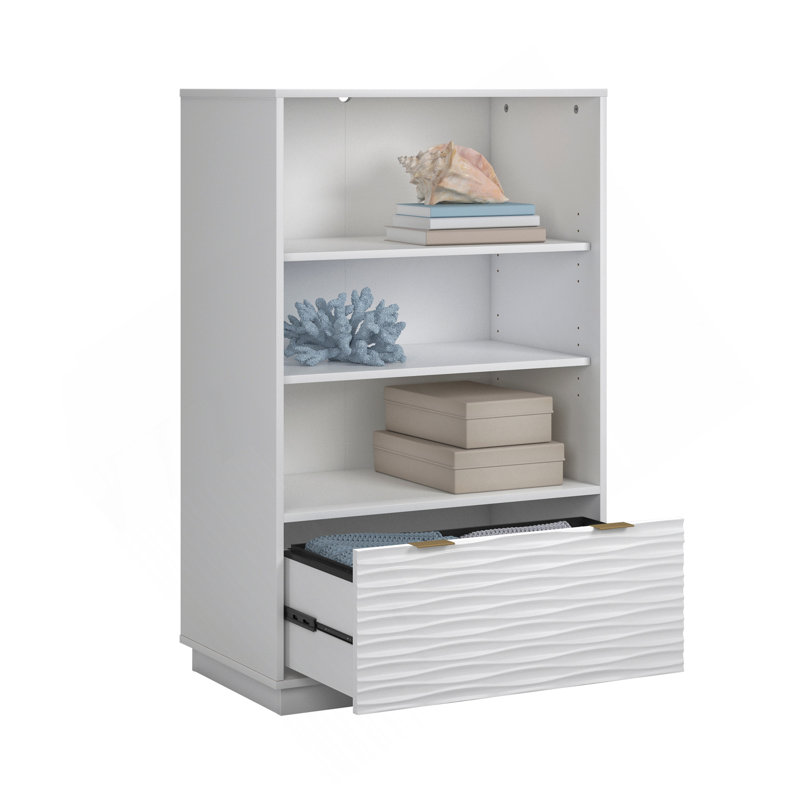 Bookcase With Drawer, White Finish