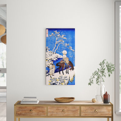 The Poet Teba On A Horse by Hokusai - Wrapped Canvas Print