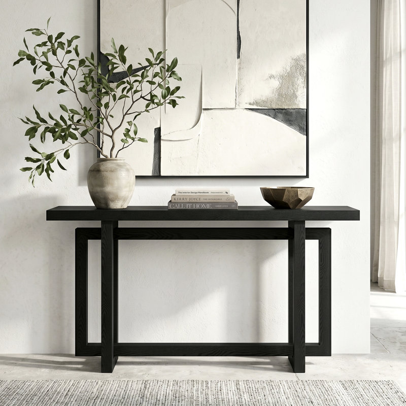 Ademide 111.7cm Console Table, Black Grain, 75cm H x 139.7cm W x 25.4cm D