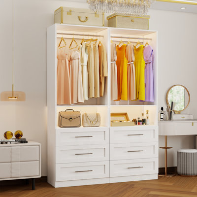 4-10FT Freestanding Walk in Closet System with 6 Drawers & 4 Rods & 2 Shelves