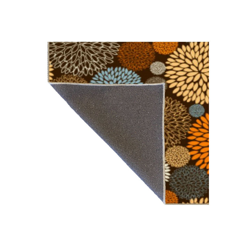 Tapis décoratif multicolore à motif floral floral et lavable à la machine, Carré 3 pi 3 po