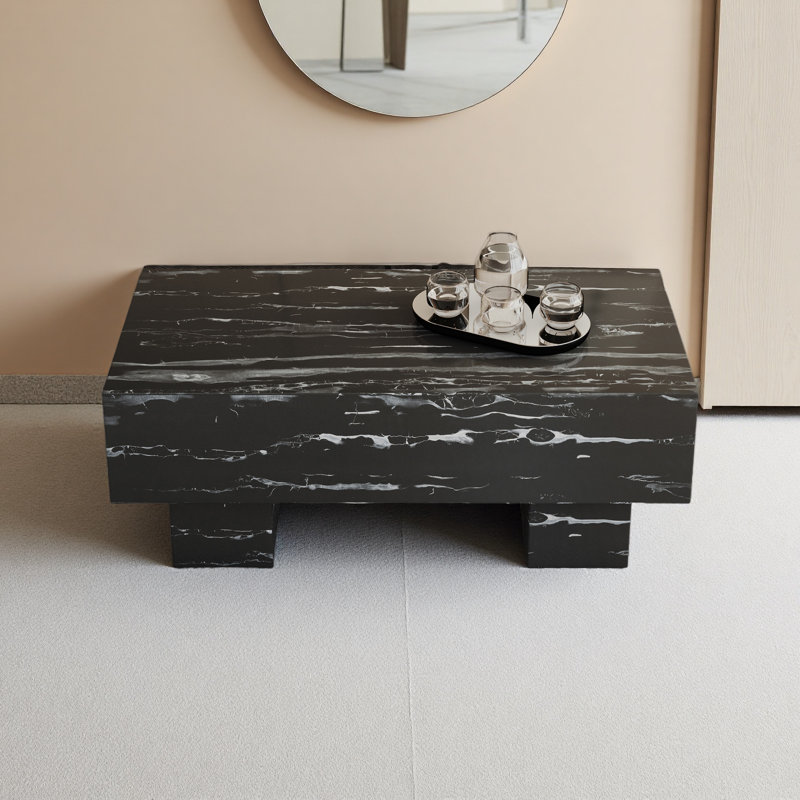 Table basse moderne simple en bois aggloméré à texture de bois clair - 43,3 po x 21,6 po x 17,2 po, Noir