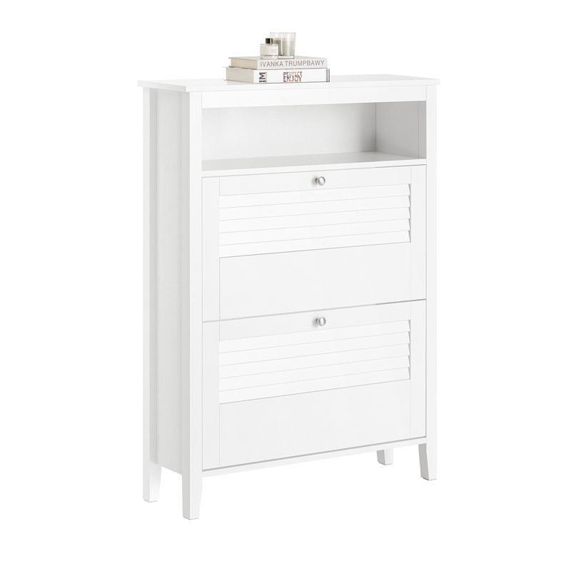 8 Pair Flip Down Shoe Storage, White