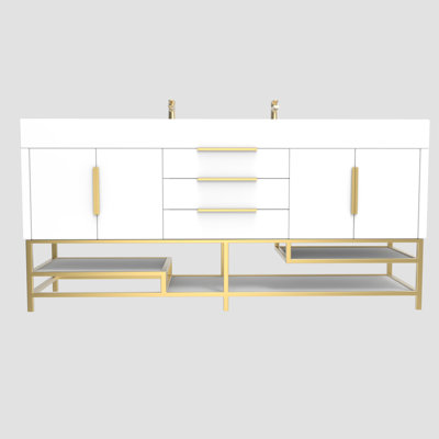 Meuble-lavabo double 71,5 po avec comptoir en acrylique