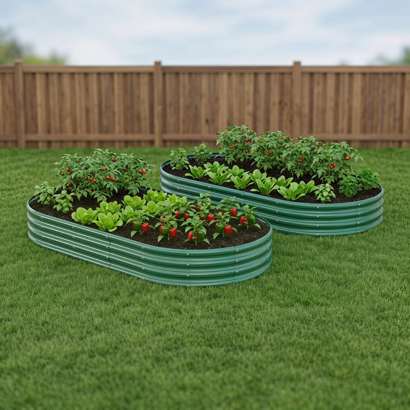 Lit de jardin surélevé, 11.4" H x 70.9" W x 35.4" D, Set of 2, Green