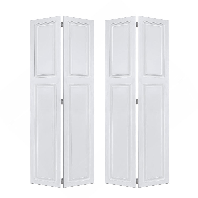 Porte double à 2 panneaux en cottagestyle de 3/4 po d'épaisseur 46 po x 80 po. Porte pliante en vinyle avec noyau blanc et ensemble de quincaillerie (largeur totale 92 po, hauteur 80 po)