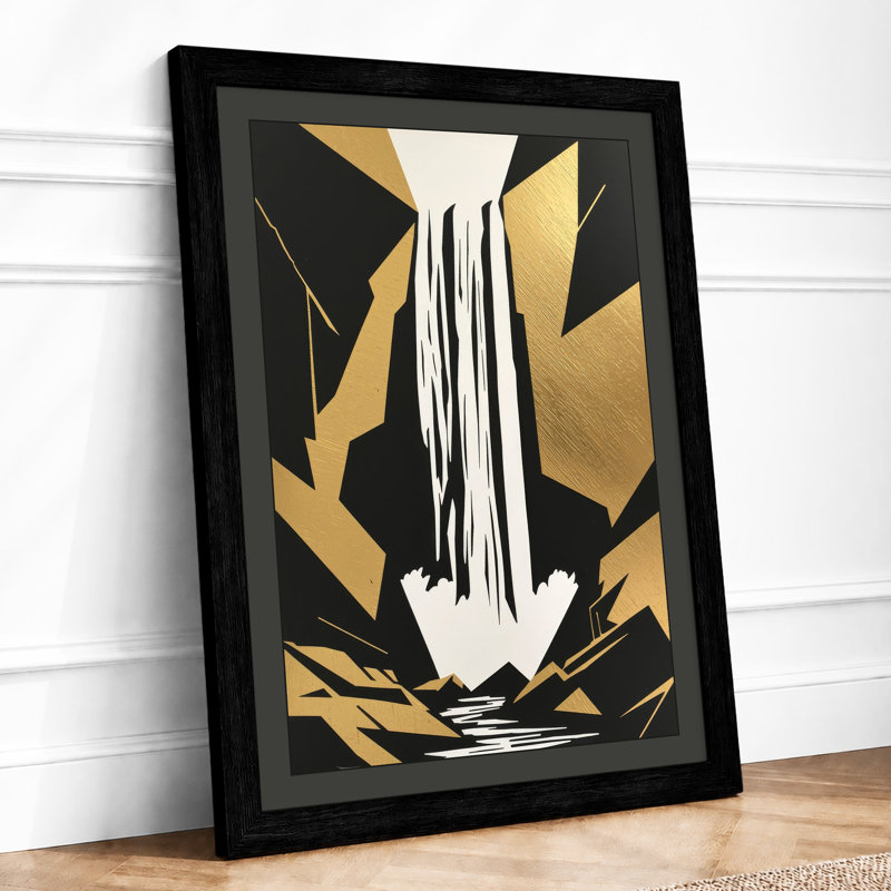 Geometric Waterfall Art Deco - Print, Black, A3 - 42.0 x 29.7 cm