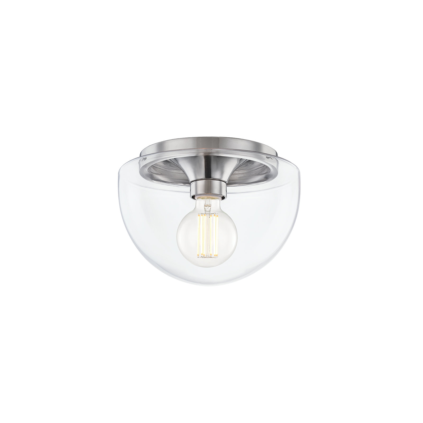 Alexi Single Light Glass Flush Mount, Polished Nickel, 7" H x 10" W x 10" D