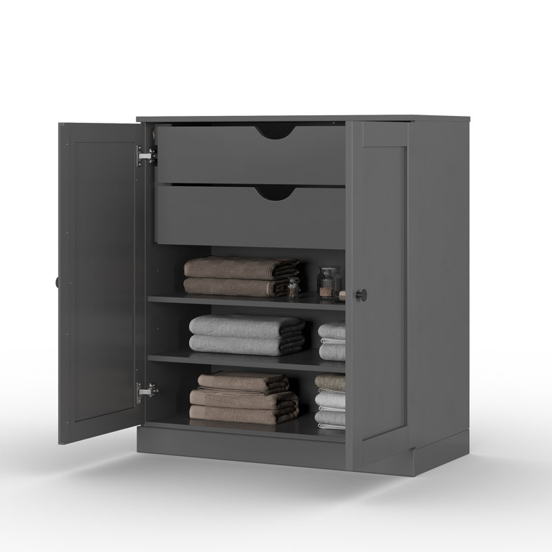 Armoire de rangement de salle de bain 32 po avec portes Shaker, 2 tiroirs et tablettes réglables Palace Imports, Gris