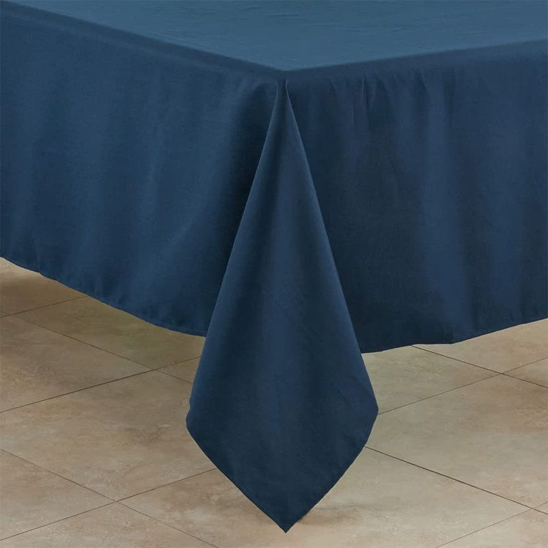 Daisylynn Rectangular Polyester Tablecloth, 120" L x 65" W, Navy Blue