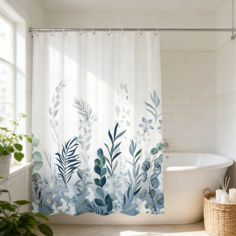 Ensemble de rideau de douche Leaves, 70 po H x 59 po L