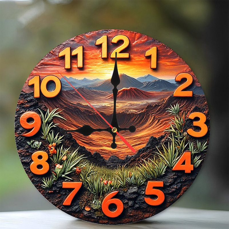 Horloge murale coucher de soleil volcanique