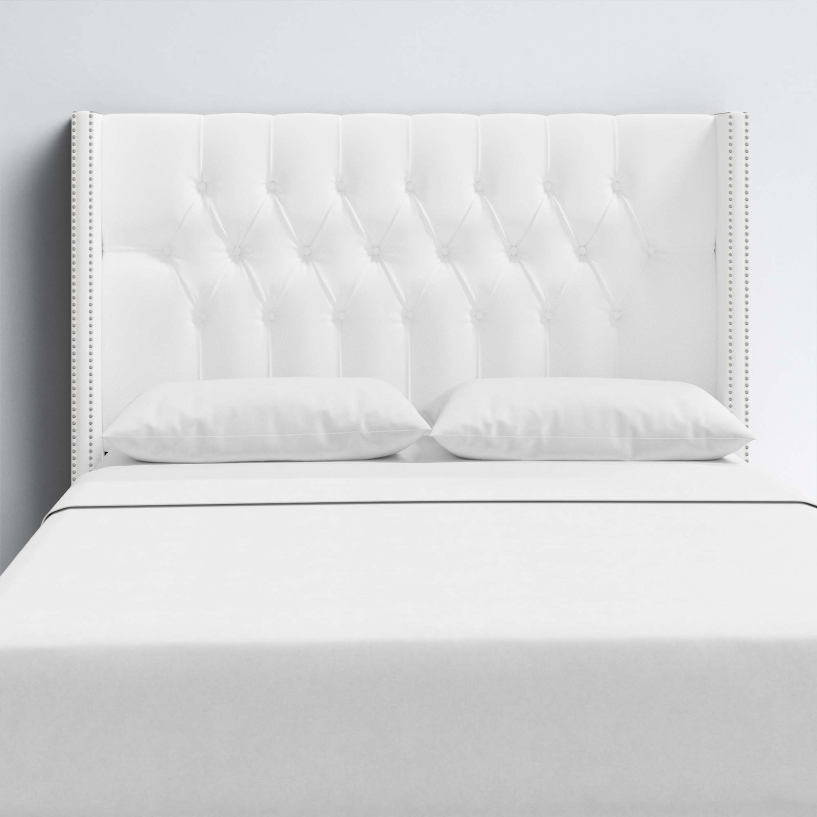 Knighten Upholstered Headboard, Twin, White Performance Twill