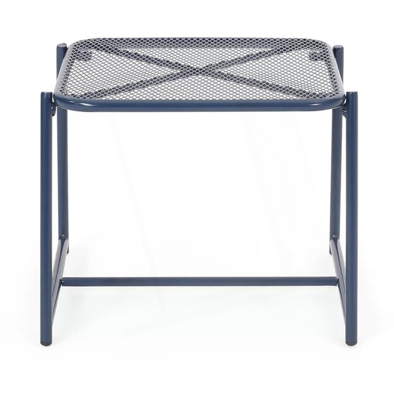 Side Table With Modern Mesh Design, Navy