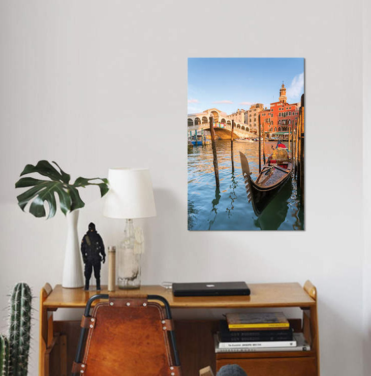 Rialto Bridge At Sunset, Venice by Matteo Colombo - Print, 18" H x 12" W x 1.5" D, No Mat, Wrapped Canvas
