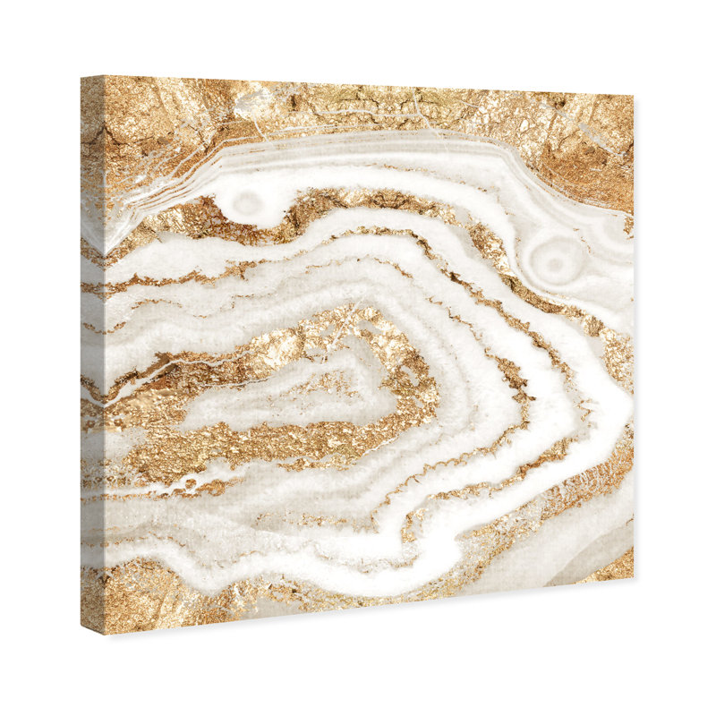 «Abstract Gold Agate Crystals» par Oliver Gal, reproduction d'art graphique sur toile tendue, H 40 po x l 40 po, Toile tendue