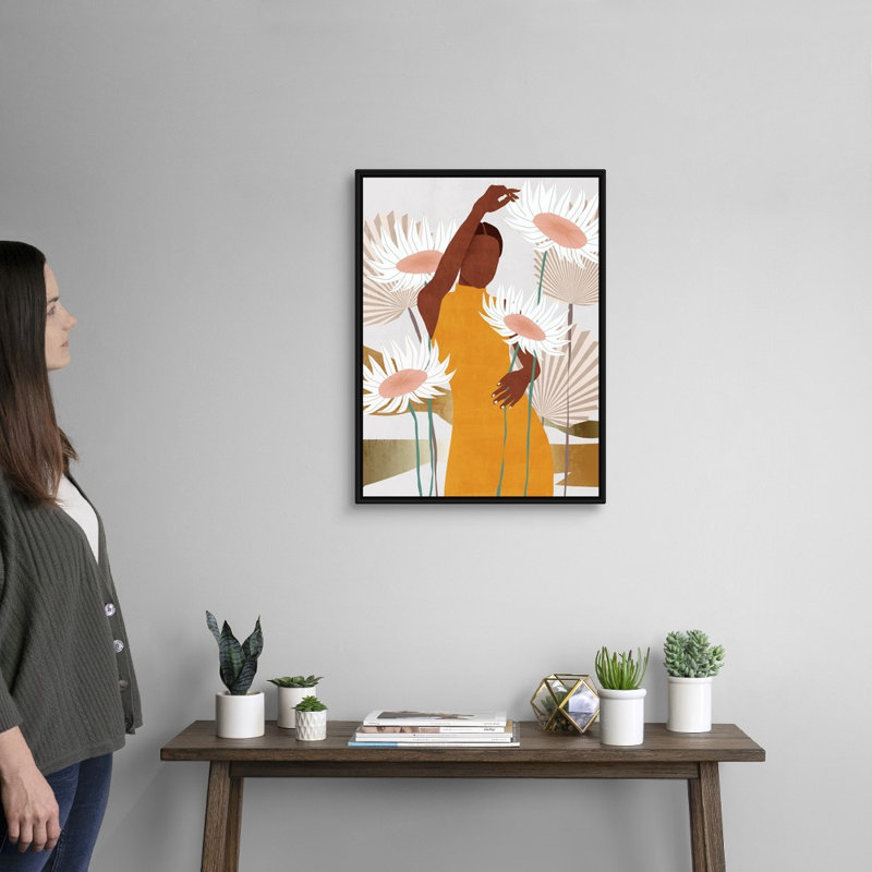 «Sun Kissed Woman II» par Melissa Wang - reproduction d'art, H 26 po x l 20 po x P 1,75 po, Toile avec cadre noir