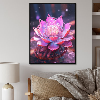 «Radiant Pink Blossoming Lotus Luminescent I» sur toile