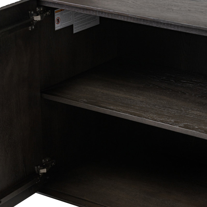 Leo 82'' W Solid Wood Sideboard, Smoked Black