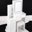 Petit meuble-lavabo de chevet gauche avec tabouret confortable, miroir à DEL coulissant à commande tactile extraordinairement énorme, 2 prises de courant AC +, support pour sèche-cheveux, éclairage réglable,, accrédité UL, blanc américain-131299595