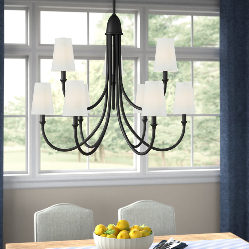 Lustre classique à 9 lumières Sandy Creek, Noir mat