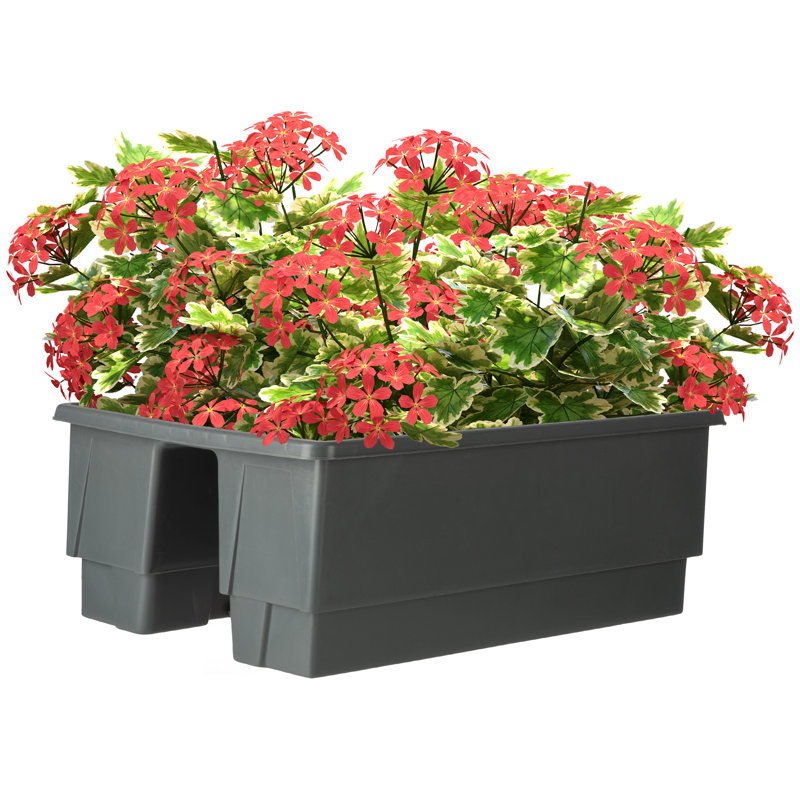 Pot à fleurs Lliwen Railing - Boîte à fleurs 20,75 pouces avec bonde de drainage - Boîte à fleurs extérieure de 6 gallons - Jardinière pour terrasse, porche ou balcon par Pure Garden