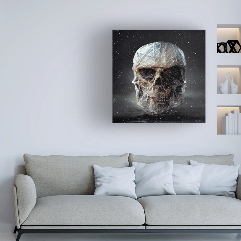 Art sur toile, tête de mort bolologiste Ben Heine, H 18 po x l 18 po