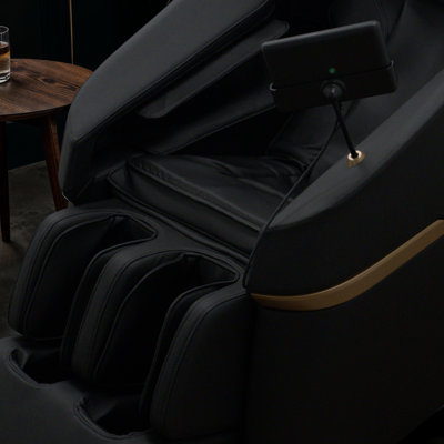Fauteuil de massage Global Home noir avec une tablette de contrôle