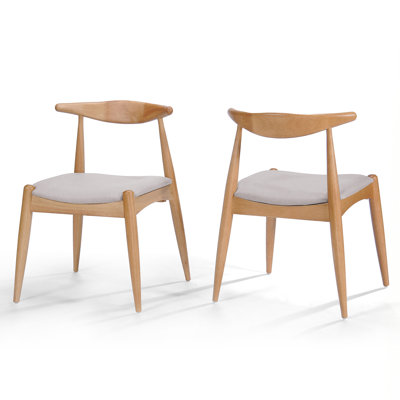 Set of 2 Rubberwood Dining Chairs