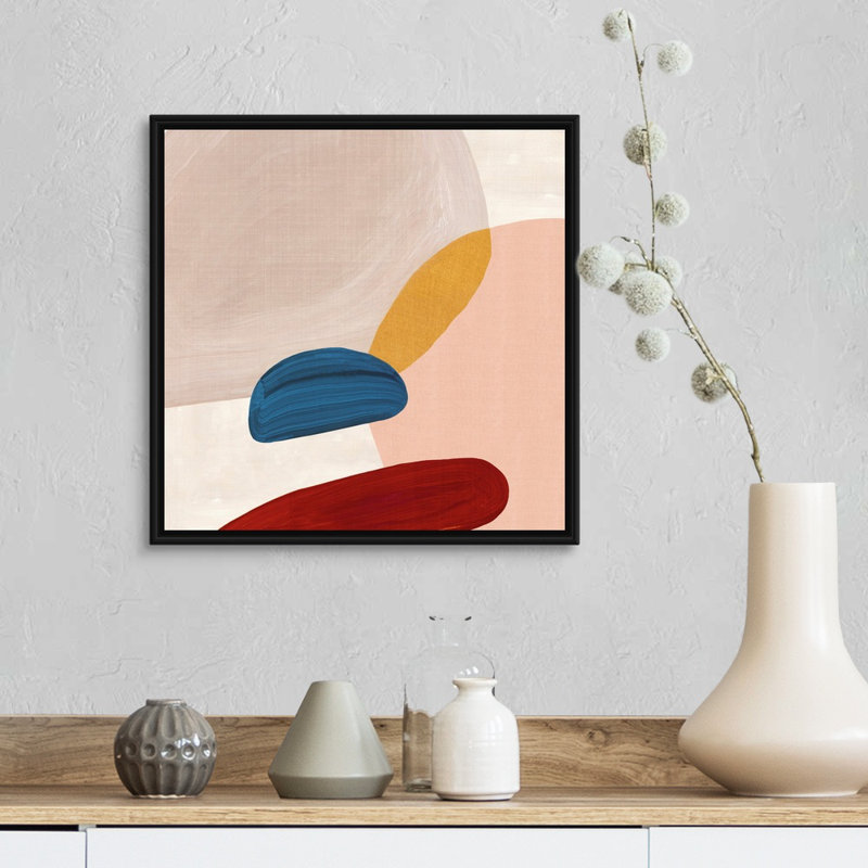 Reproduction d’art sur toile, "Pink Pebbles II" par Eva watts, H 18 po x l 18 po x P 1,75 po, Cadre noir