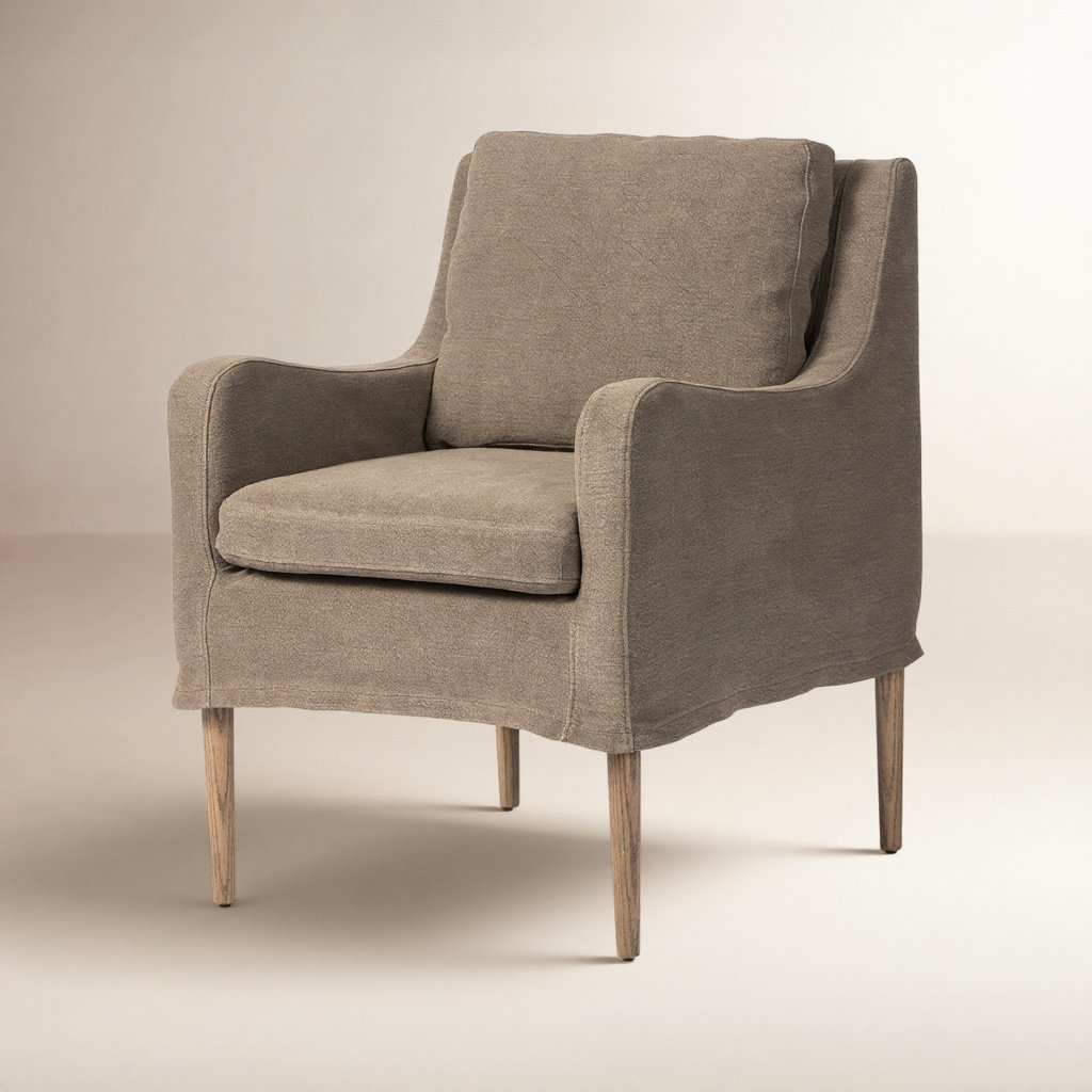 Aurelia Linen Oak Armchair, Brown
